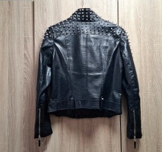 Cazadora Biker Negra Púas efecto cocodrilo Talla M