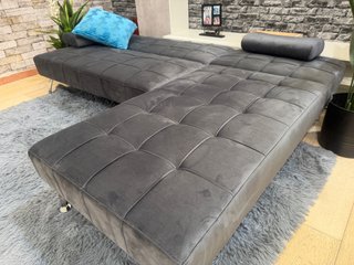 Sofá Cama Chaise Longue Gris con Cojines