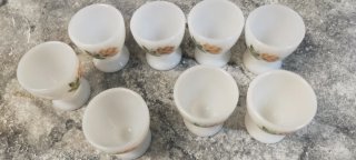 8 Hueveras Arcopal Rosas Flores Vidrio