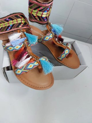 Sandali Gipsy con Perline e Nappe