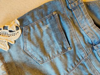 Salopette corta jeans bambina