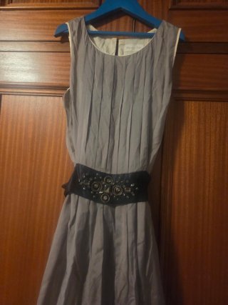 Vestido Massimo Dutti Seda Gris Talla S