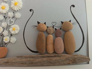 Quadretto fatto a mano gatti e fiori