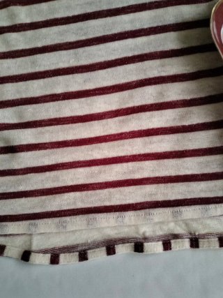Camiseta Lino Rayas Granate Talla L