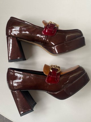 Zapatos de tacón plataforma marrones