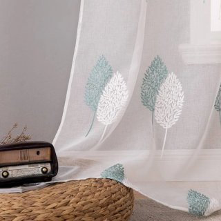 Cortinados Chiffon com Padrão Folha