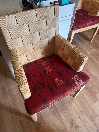 4 Sillones Ratán Trenzado Vintage Años 70