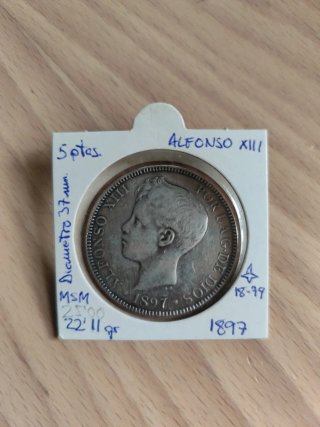 Lote 3 monedas 5 ptas. 1 de 1000 reis (Réplicas)
