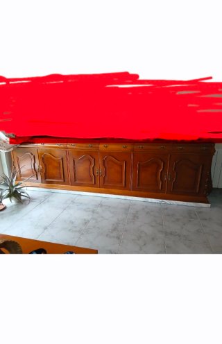 Aparador antiguo de madera y mármol