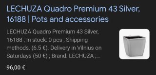 Maceta con Autorriego Quadro Premium 43 LS Gris