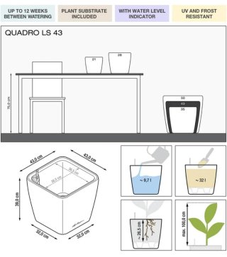 Maceta con Autorriego Quadro Premium 43 LS Gris