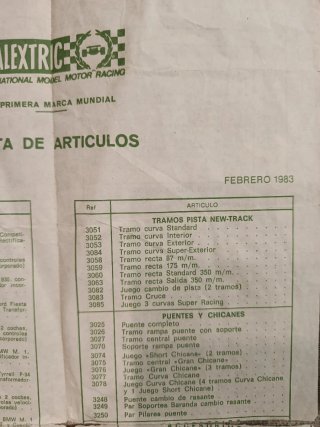 Catálogo Scalextric Febrero 1983