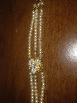 Pulsera fallera niña perlas y oro
