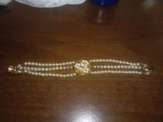Pulsera fallera niña perlas y oro