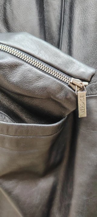 Chaqueta de Piel Versace Hombre Negra