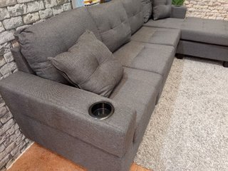 Sofá chaise longue reversible Maria 245 cm – Gris