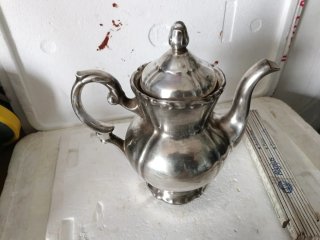 Caffettiera porcellana vintage argento