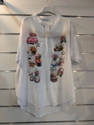 Camicetta donna cotone stampa vintage