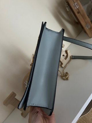 Bolso gris con cadena dorada