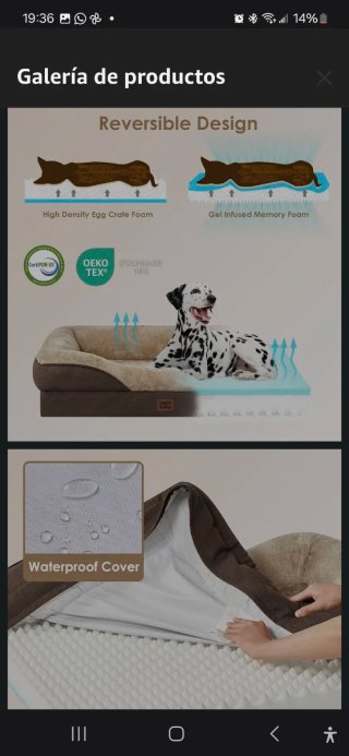 Cama para perro ortopédica L (91x68.5x17.5cm)
