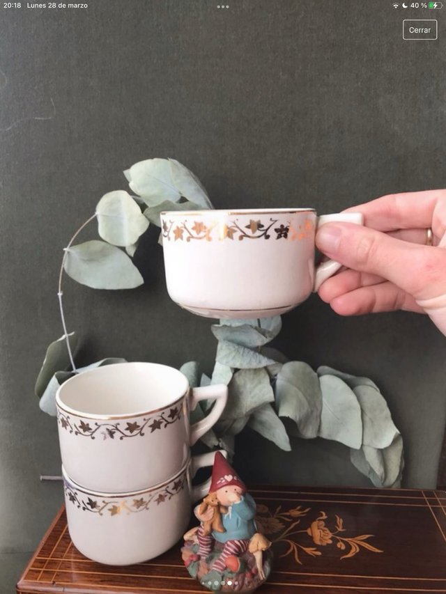 Tazas La Cartuja Porcelana Dorada