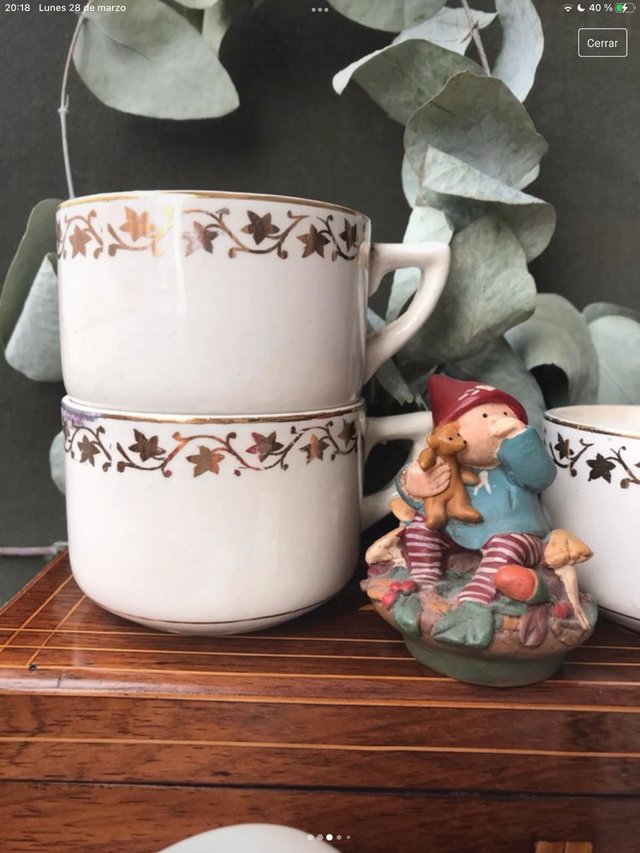 Tazas La Cartuja Porcelana Dorada