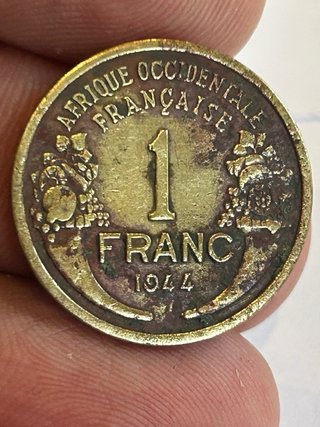Moneda 1 Franco África Occidental Francesa 1944