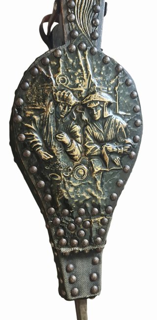 antico Mantice soffietto da camino in bronzo