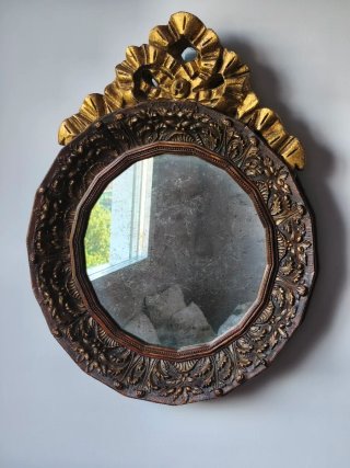 Espejo antiguo plata vieja y pan de oro
