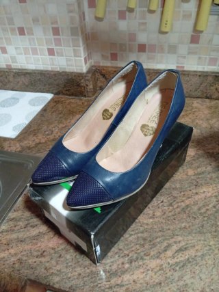 Zapatos de piel azul marino Talla 38