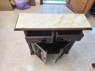 Mueble entrada vintage mármol y madera