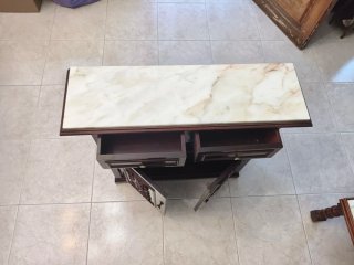 Mueble entrada vintage mármol y madera