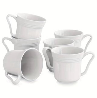 Set 6 Tazas Grandes Porcelana Blanca