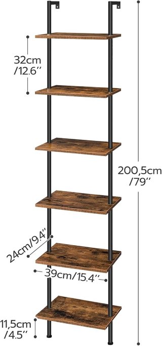 Estantería Escalera 6 Niveles Madera y Metal