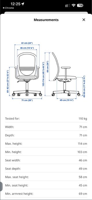 Silla de oficina Ikea FLINTAN azul eléctrico