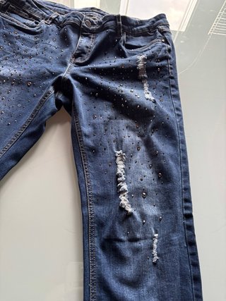 Jeans skinny donna blu con brillanti