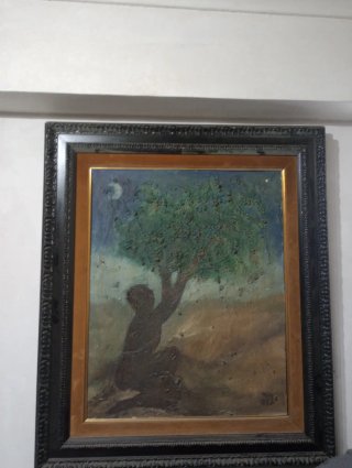 Cuadro abstracto árbol y luna ( Resurgir un bajón)