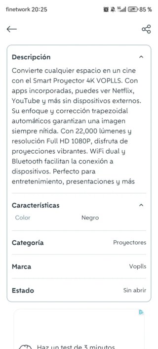 Proyector VOPLLS 4K Negro