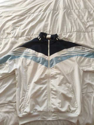 Chaqueta Chándal Adidas Blanco y Azul Talla L