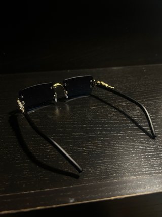 Lentes de sol lujo sin marco dorados azules