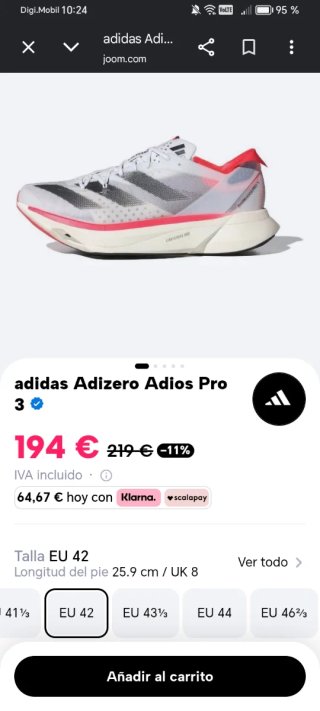 Adidas Adizero Adios Pro 3 Talla 42,algo negociabl
