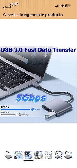 ADAPTADOR USB C a HDMI. 3 en 1. A ESTRENAR
