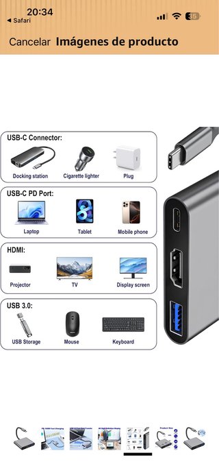 ADAPTADOR USB C a HDMI. 3 en 1. A ESTRENAR
