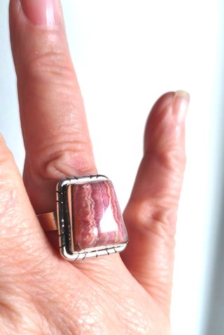 Anillo ajust Rodocrosita, Plata