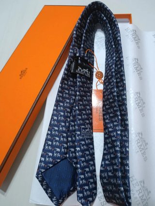 Cravatta Hermès blu e arancione