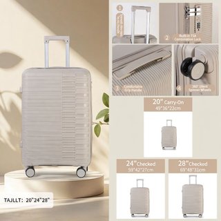 Maleta Rígida Beige con Candado TSA