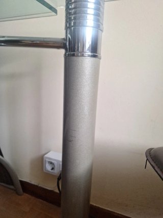 Mesa Comedor Cristal y Metal 1.40 ctms y ext a 188