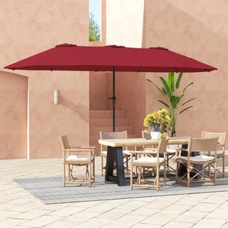 Sombrilla Doble de Jardín 4X2.2 M con 12 Varillas, Con Ventilación y Manivela, Sombrilla para Exteriores de Metal y Poliéster, anti UV 30+