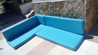 Asiento exterior azul material náutico