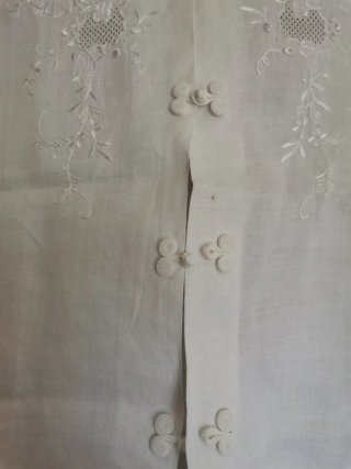 Camicia Vintage, in lino  Bianco,  Ricamata